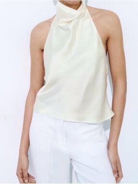Zara Satin Effect Ivory Top